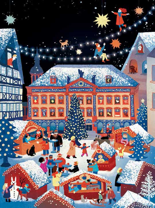 Illustration eines Weihnachtsmarkts
